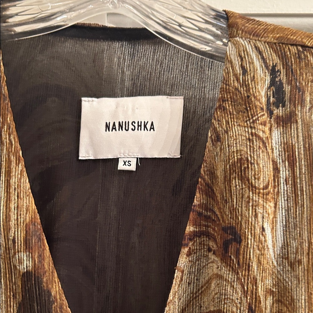Nanushka Earthy Swirl Pattern Top